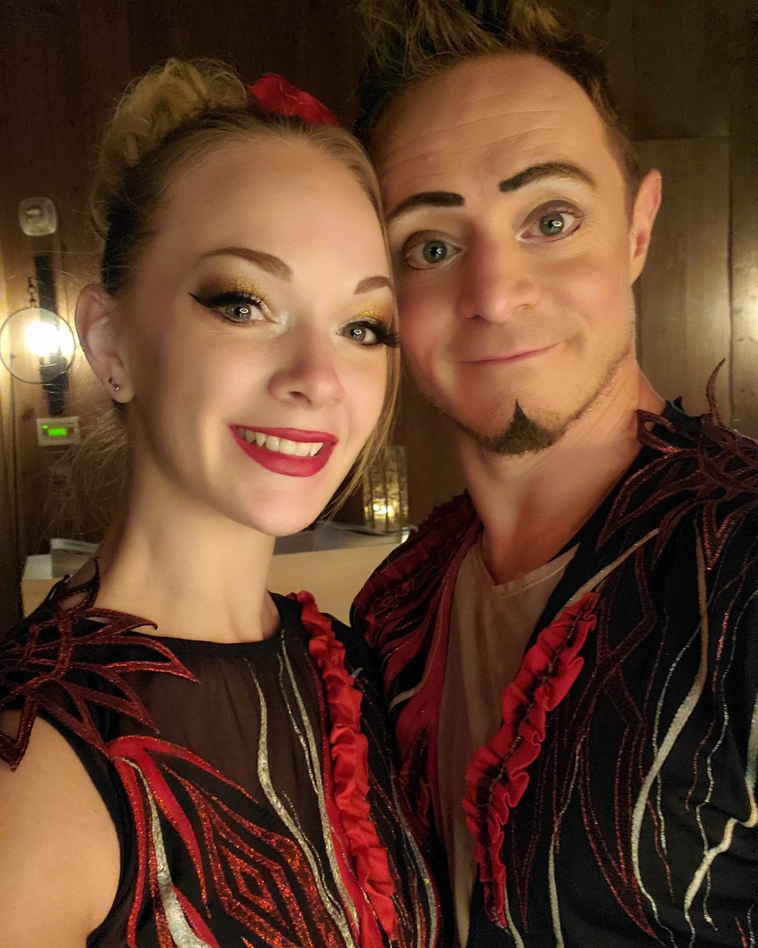 Rocco and Nova backstage in costume